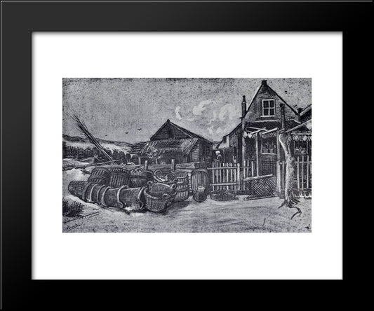 Fish-Drying Barn In Scheveningen 20x24 Black Modern Wood Framed Art Print Poster by Van Gogh, Vincent