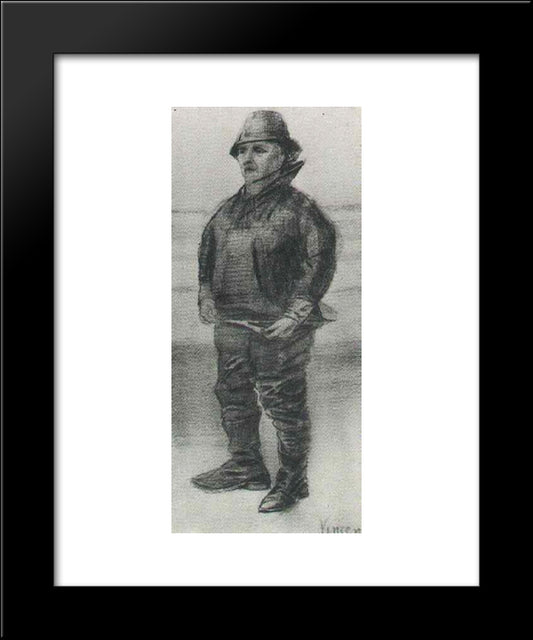 Fisherman In Jacket With Upturned Collar 20x24 Black Modern Wood Framed Art Print Poster by Van Gogh, Vincent