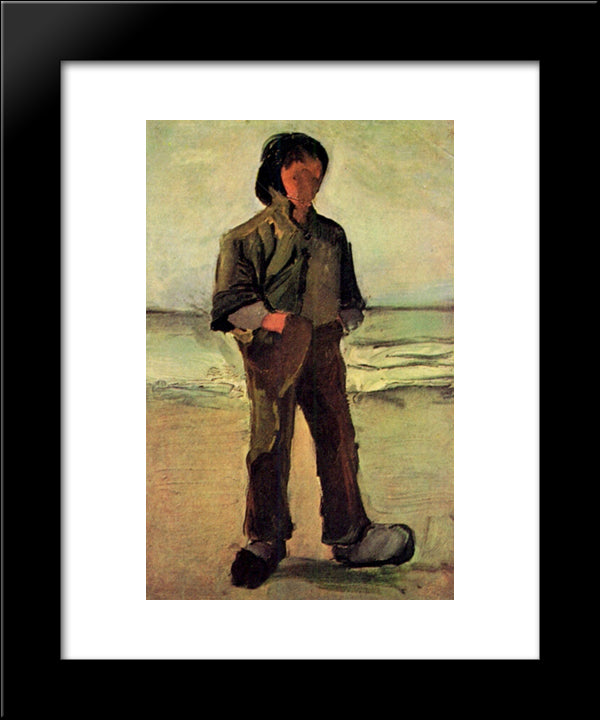 Fisherman On The Beach 20x24 Black Modern Wood Framed Art Print Poster by Van Gogh, Vincent