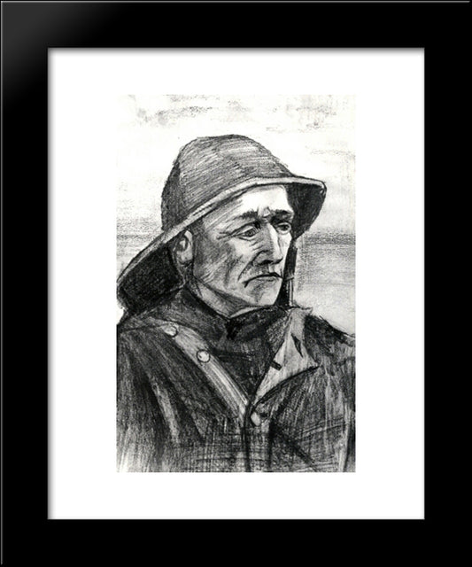 Fisherman With Sou'Wester, Head 20x24 Black Modern Wood Framed Art Print Poster by Van Gogh, Vincent