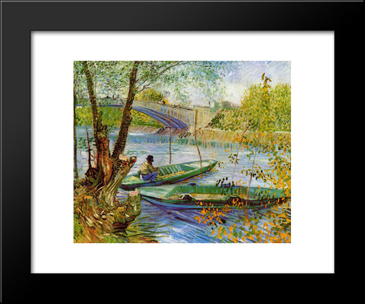 Fishing In The Spring 20x24 Black Modern Wood Framed Art Print Poster by Van Gogh, Vincent