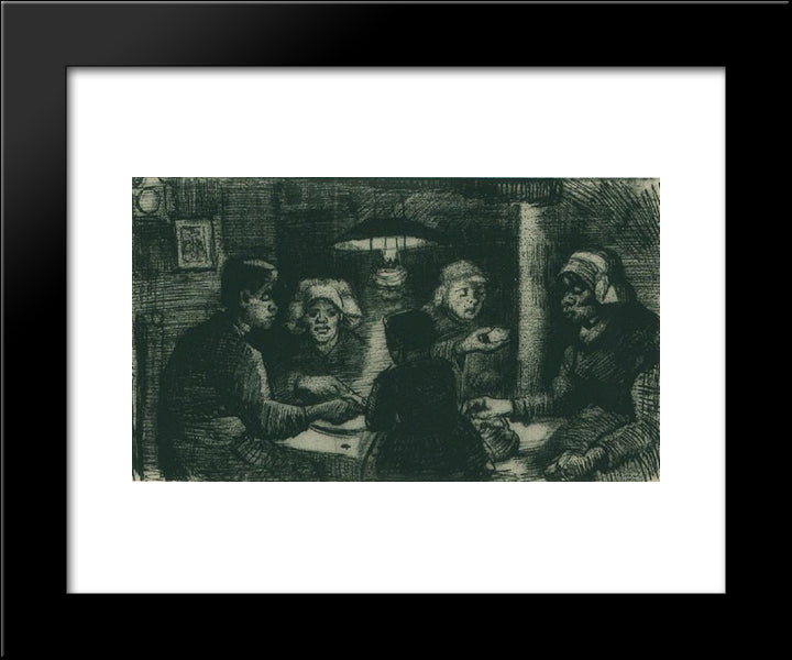 Five Persons At A Meal 20x24 Black Modern Wood Framed Art Print Poster by Van Gogh, Vincent