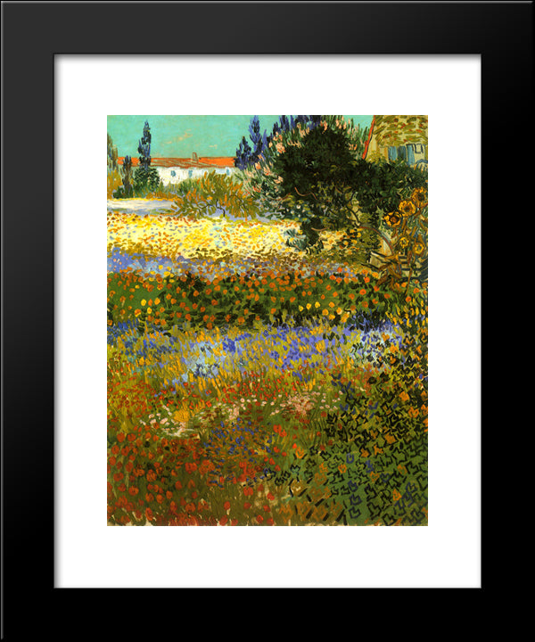 Flowering Garden 20x24 Black Modern Wood Framed Art Print Poster by Van Gogh, Vincent