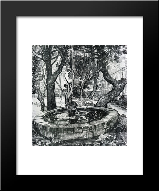 Fountain In The Garden Of Saint-Paul Hospital 20x24 Black Modern Wood Framed Art Print Poster by Van Gogh, Vincent