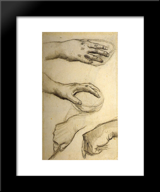 Four Hands, Two Holding Bowls 20x24 Black Modern Wood Framed Art Print Poster by Van Gogh, Vincent