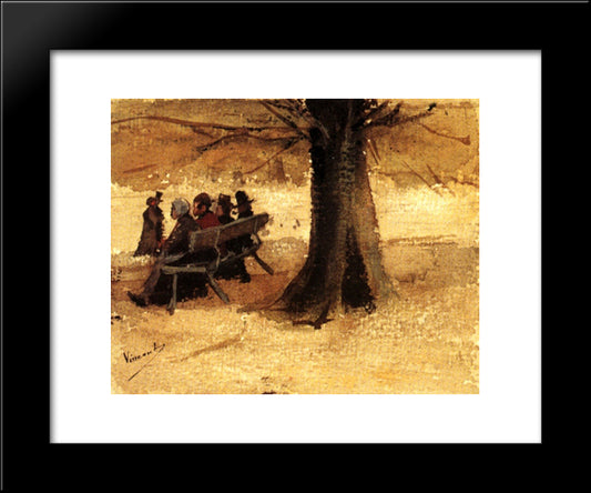 Four People On A Bench 20x24 Black Modern Wood Framed Art Print Poster by Van Gogh, Vincent