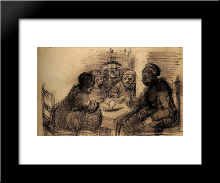 Four People Sharing A Meal 20x24 Black Modern Wood Framed Art Print Poster by Van Gogh, Vincent