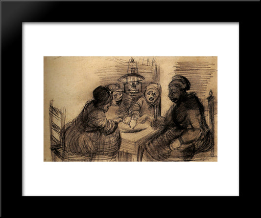 Four People Sharing A Meal 20x24 Black Modern Wood Framed Art Print Poster by Van Gogh, Vincent