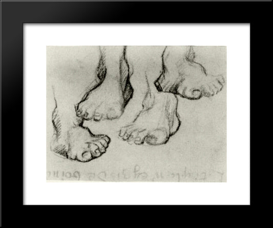 Four Sketches Of A Foot 20x24 Black Modern Wood Framed Art Print Poster by Van Gogh, Vincent