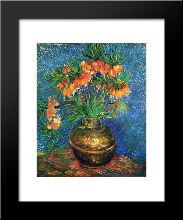 Fritillaries In A Copper Vase 20x24 Black Modern Wood Framed Art Print Poster by Van Gogh, Vincent