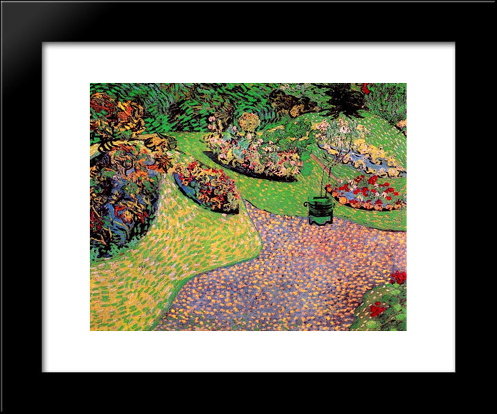 Garden In Auvers 20x24 Black Modern Wood Framed Art Print Poster by Van Gogh, Vincent