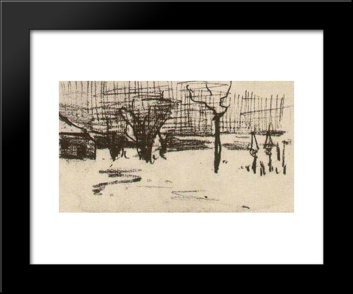 Garden In The Snow 20x24 Black Modern Wood Framed Art Print Poster by Van Gogh, Vincent