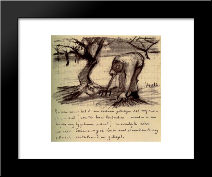 Gardener Near A Gnarled Apple Tree 20x24 Black Modern Wood Framed Art Print Poster by Van Gogh, Vincent