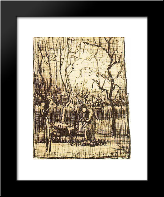 Gardener With A Wheelbarrow 20x24 Black Modern Wood Framed Art Print Poster by Van Gogh, Vincent