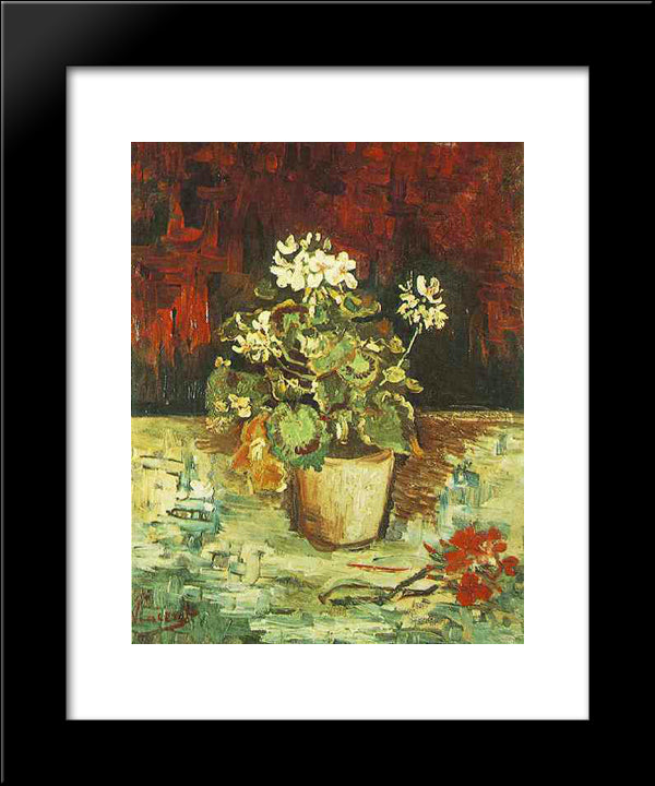 Geranium In A Flowerpot 20x24 Black Modern Wood Framed Art Print Poster by Van Gogh, Vincent