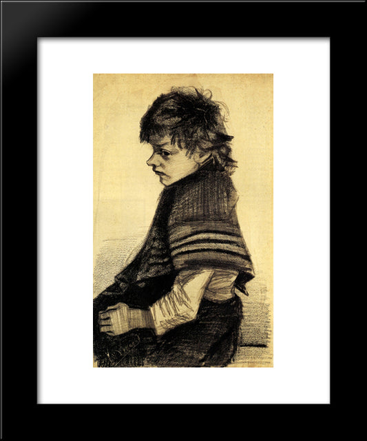 Girl With A Shawl 20x24 Black Modern Wood Framed Art Print Poster by Van Gogh, Vincent