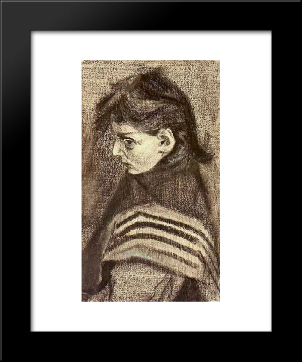 Girl With Shawl, Half-Figure 20x24 Black Modern Wood Framed Art Print Poster by Van Gogh, Vincent