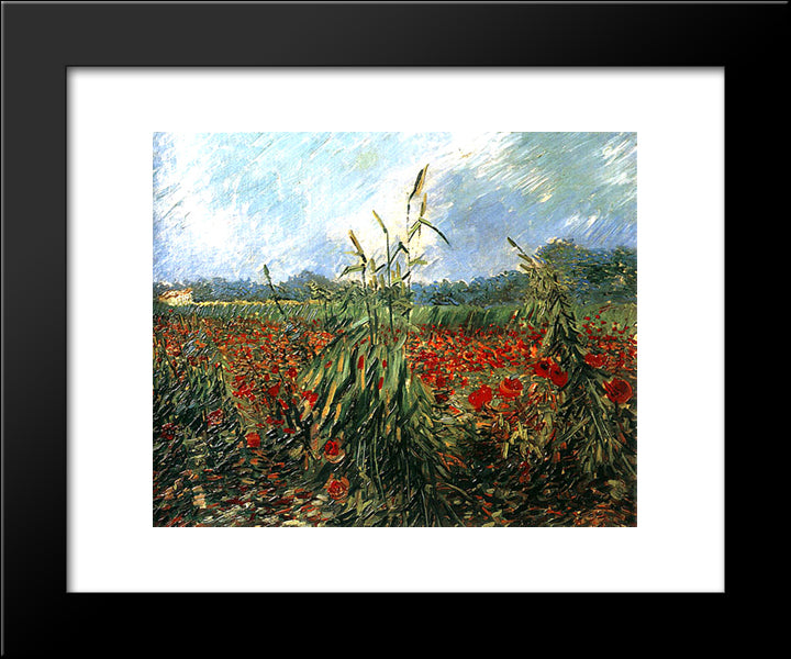 Green Ears Of Wheat 20x24 Black Modern Wood Framed Art Print Poster by Van Gogh, Vincent