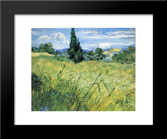 Green Wheat Field With Cypress 20x24 Black Modern Wood Framed Art Print Poster by Van Gogh, Vincent