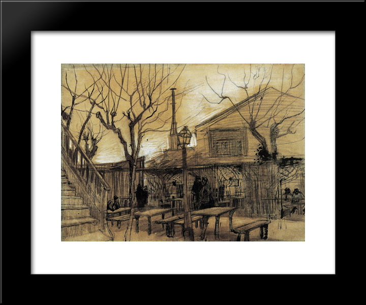 Guinguette 20x24 Black Modern Wood Framed Art Print Poster by Van Gogh, Vincent