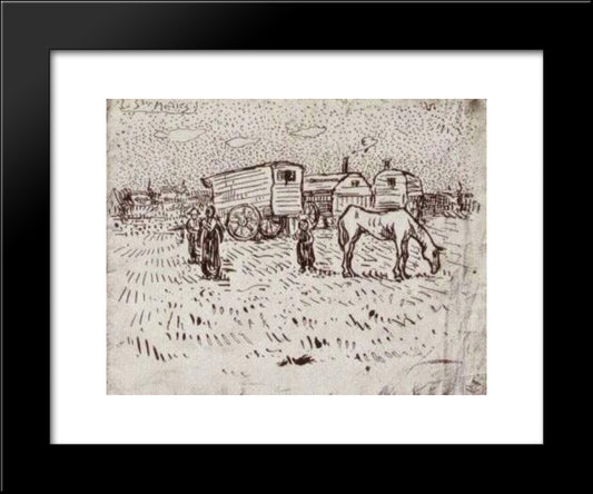 Gypsies At Saintes-Maries 20x24 Black Modern Wood Framed Art Print Poster by Van Gogh, Vincent