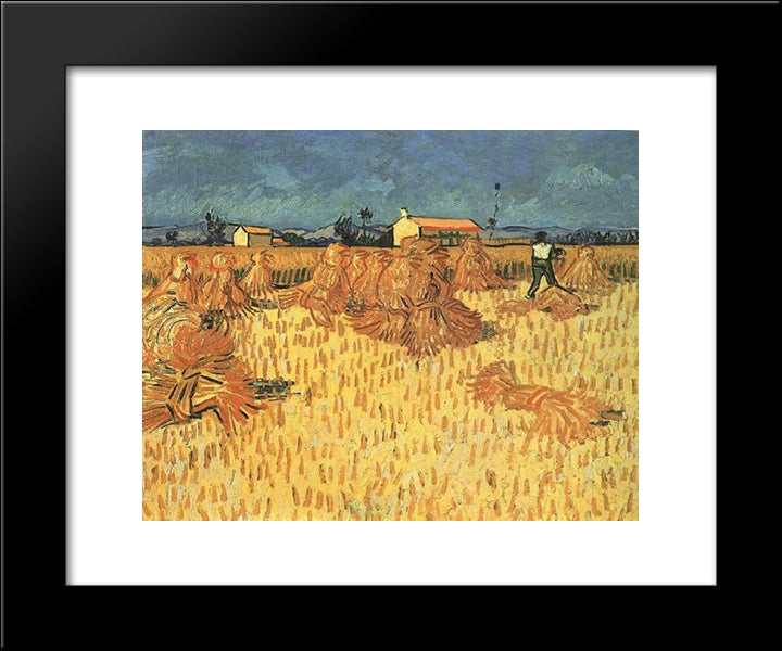 Harvest In Provence 20x24 Black Modern Wood Framed Art Print Poster by Van Gogh, Vincent