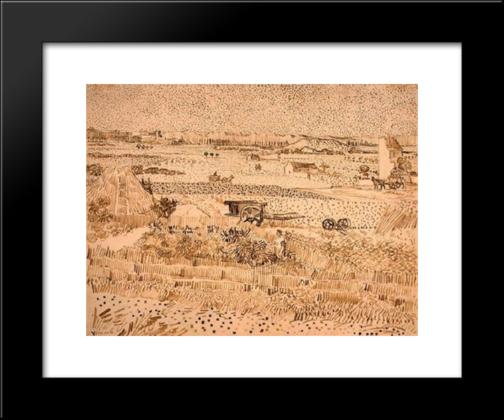 Harvest Landscape 20x24 Black Modern Wood Framed Art Print Poster by Van Gogh, Vincent