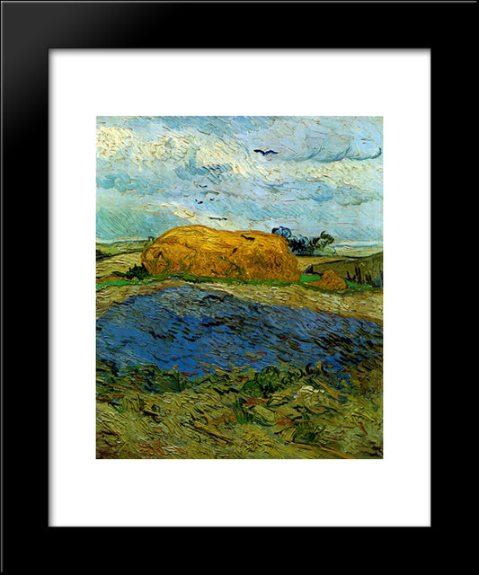 Haystack Under A Rainy Sky 20x24 Black Modern Wood Framed Art Print Poster by Van Gogh, Vincent