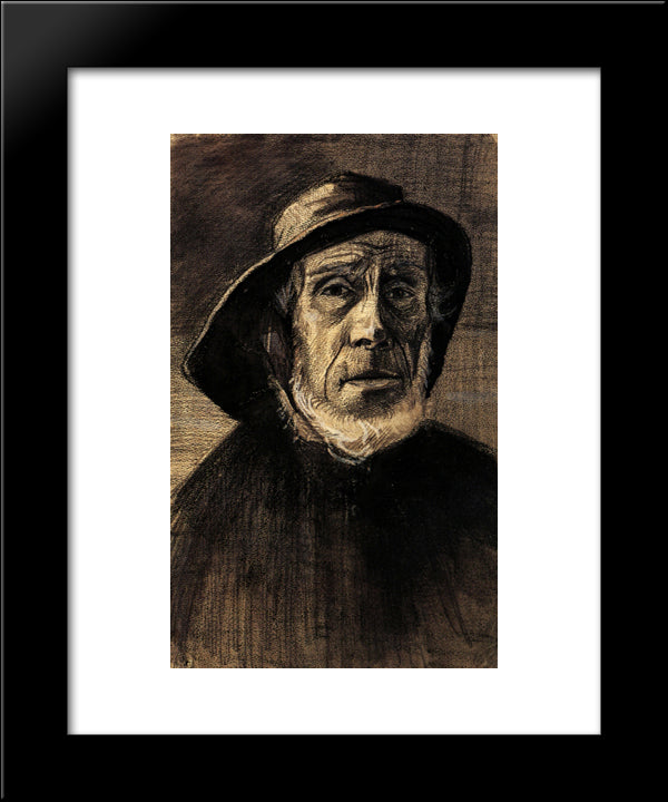 Head Of A Fisherman With A Fringe Of Beard And A Sou'Wester 20x24 Black Modern Wood Framed Art Print Poster by Van Gogh, Vincent