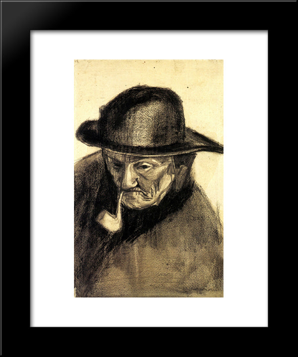 Head Of A Fisherman With A Sou'Wester 20x24 Black Modern Wood Framed Art Print Poster by Van Gogh, Vincent