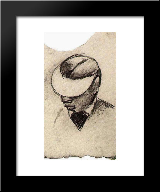 Head Of A Man With Cap (Lithographer'S Shade) 20x24 Black Modern Wood Framed Art Print Poster by Van Gogh, Vincent