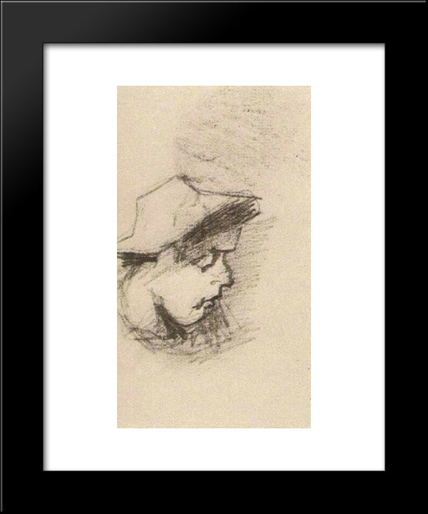 Head Of A Man With Straw Hat 20x24 Black Modern Wood Framed Art Print Poster by Van Gogh, Vincent