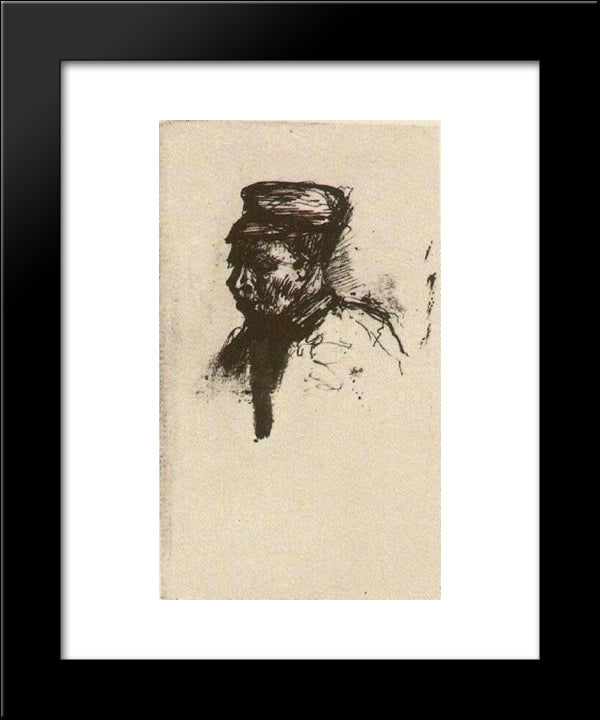 Head Of A Peasant With Cap 20x24 Black Modern Wood Framed Art Print Poster by Van Gogh, Vincent