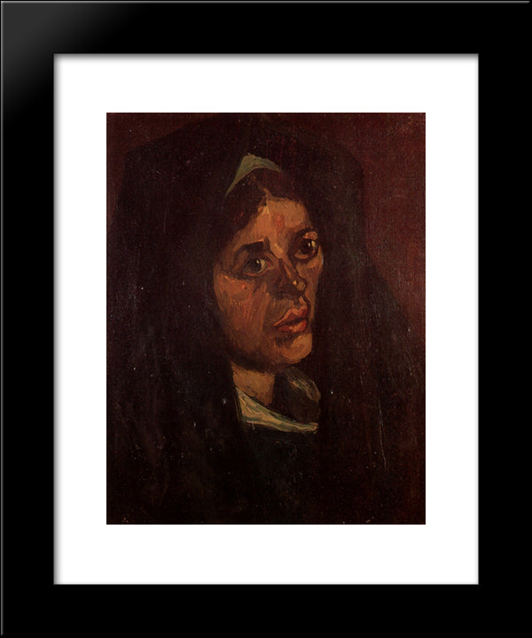 Head Of A Peasant Woman In A Green Shawl 20x24 Black Modern Wood Framed Art Print Poster by Van Gogh, Vincent