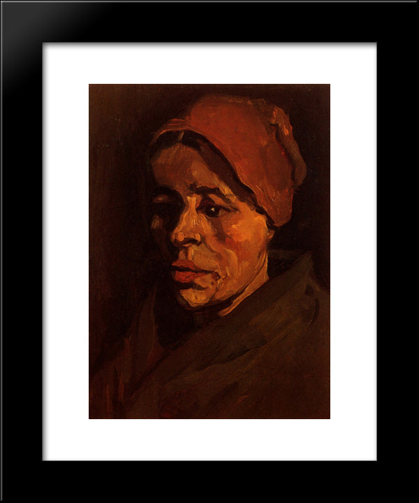 Head Of A Peasant Woman With Brownish Cap 20x24 Black Modern Wood Framed Art Print Poster by Van Gogh, Vincent