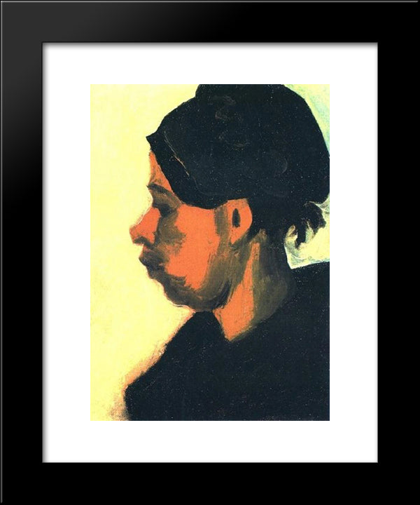 Head Of A Peasant Woman With Dark Cap 20x24 Black Modern Wood Framed Art Print Poster by Van Gogh, Vincent