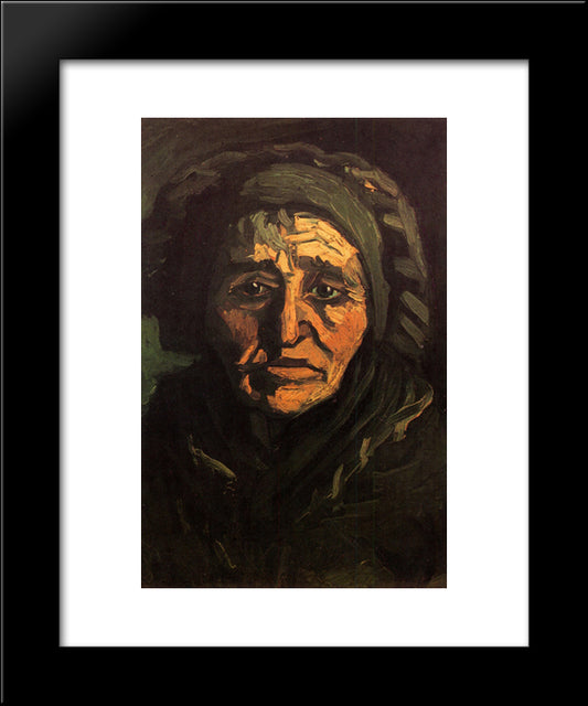 Head Of A Peasant Woman With Greenish Lace Cap 20x24 Black Modern Wood Framed Art Print Poster by Van Gogh, Vincent