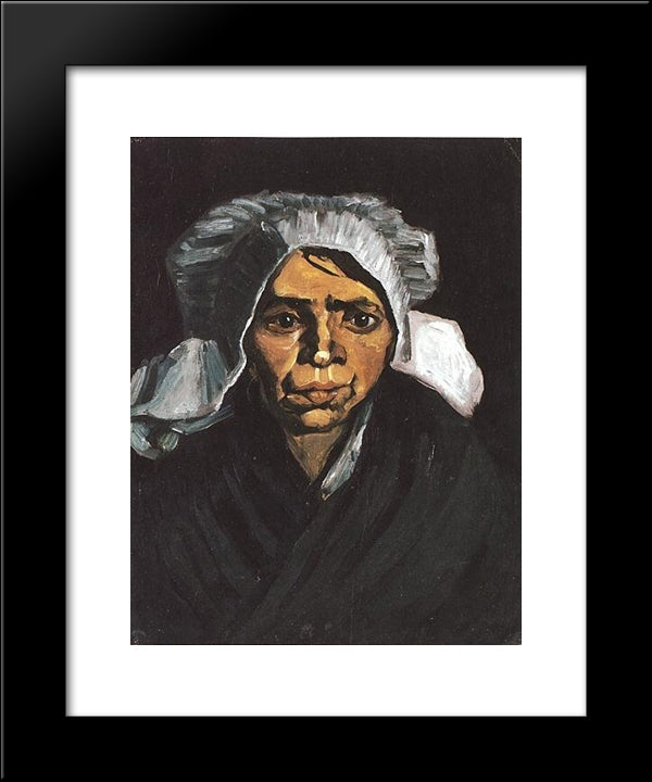 Head Of A Peasant Woman With White Cap 20x24 Black Modern Wood Framed Art Print Poster by Van Gogh, Vincent