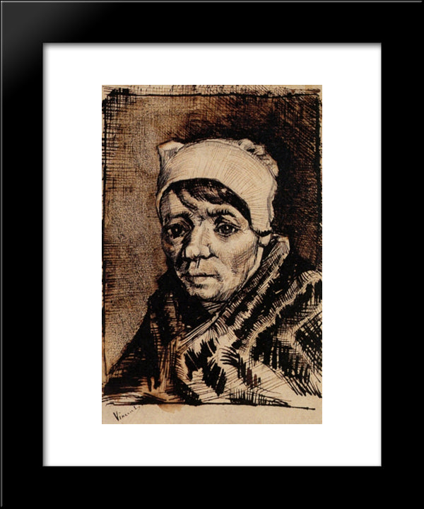 Head Of A Woman 20x24 Black Modern Wood Framed Art Print Poster by Van Gogh, Vincent