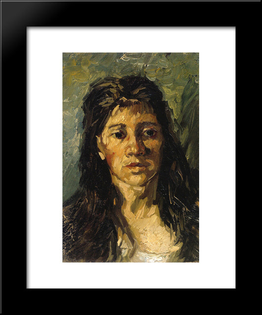 Head Of A Woman With Her Hair Loose 20x24 Black Modern Wood Framed Art Print Poster by Van Gogh, Vincent