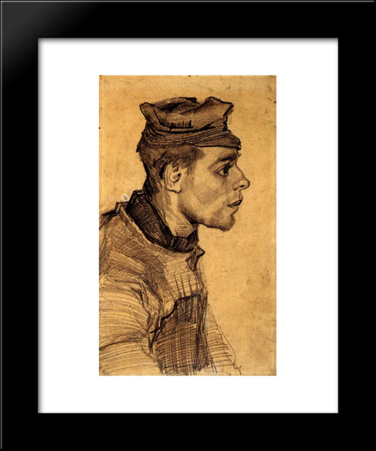 Head Of A Young Man 20x24 Black Modern Wood Framed Art Print Poster by Van Gogh, Vincent