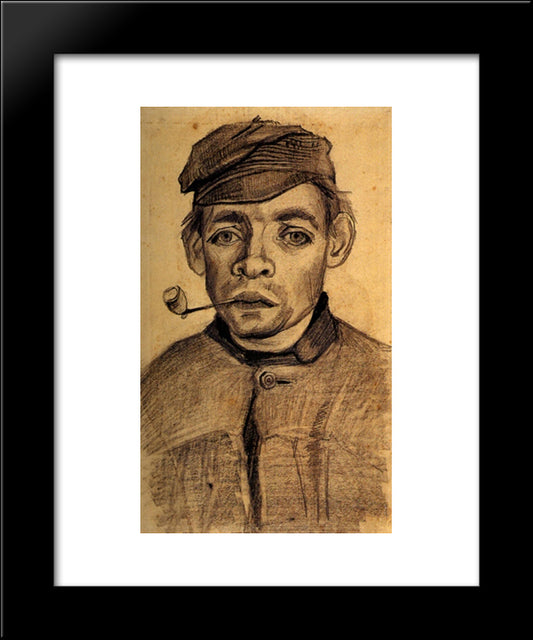 Head Of A Young Man With A Pipe 20x24 Black Modern Wood Framed Art Print Poster by Van Gogh, Vincent