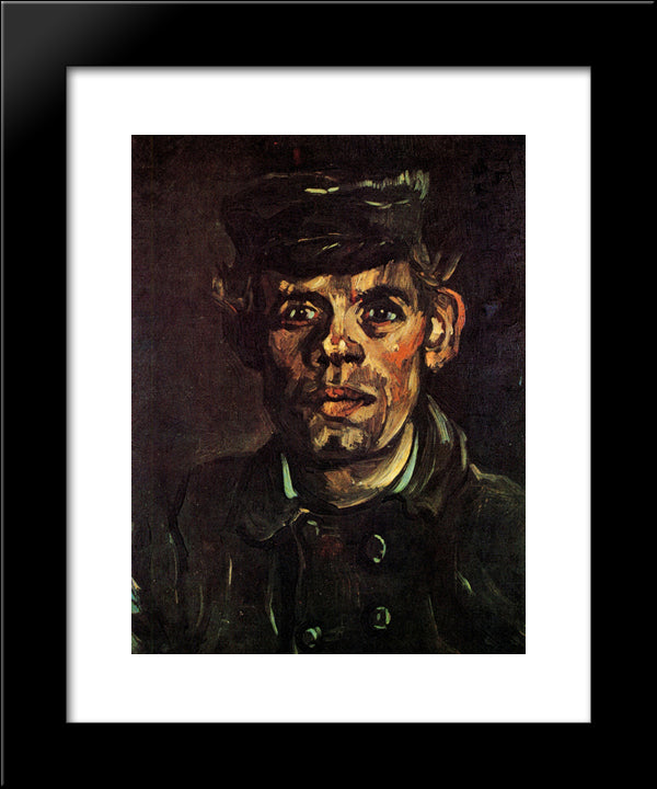 Head Of A Young Peasant In A Peaked Cap 20x24 Black Modern Wood Framed Art Print Poster by Van Gogh, Vincent