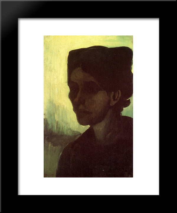 Head Of A Young Peasant Woman With Dark Cap 20x24 Black Modern Wood Framed Art Print Poster by Van Gogh, Vincent