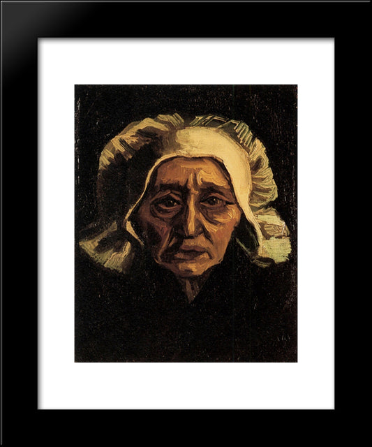 Head Of An Old Peasant Woman With White Cap 20x24 Black Modern Wood Framed Art Print Poster by Van Gogh, Vincent