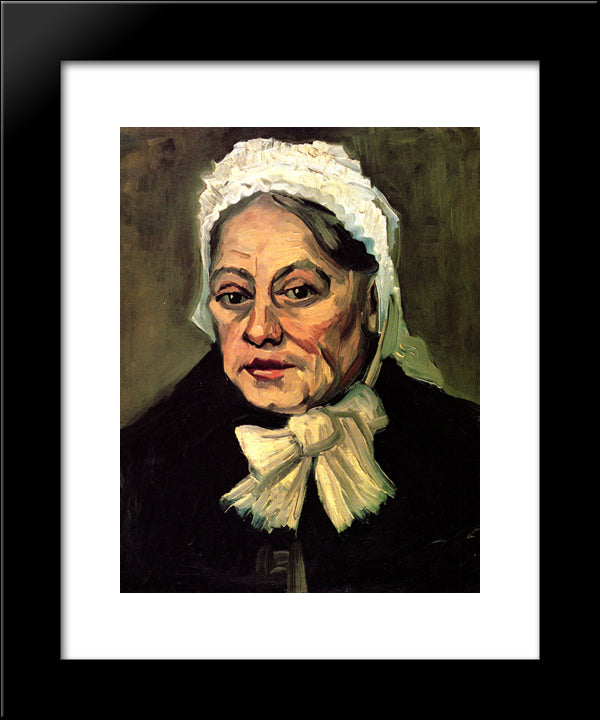 Head Of An Old Woman With White Cap The Midwife 20x24 Black Modern Wood Framed Art Print Poster by Van Gogh, Vincent