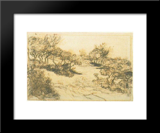 Hill With Bushes 20x24 Black Modern Wood Framed Art Print Poster by Van Gogh, Vincent