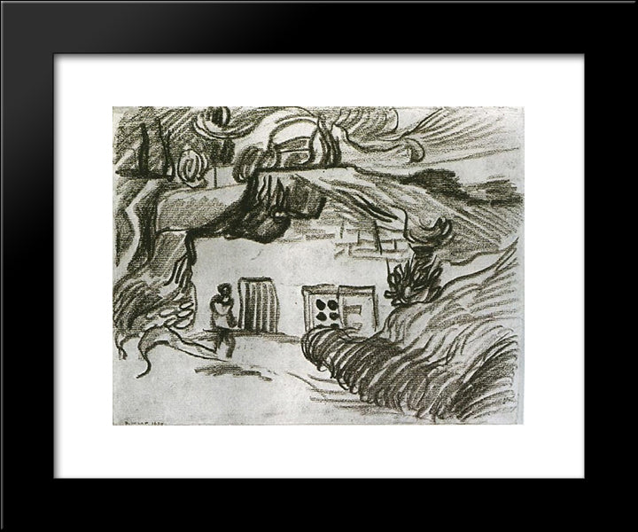 Houses Among Trees With A Figure 20x24 Black Modern Wood Framed Art Print Poster by Van Gogh, Vincent