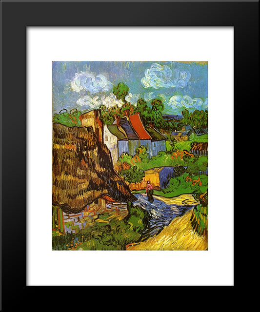 Houses In Auvers 2 20x24 Black Modern Wood Framed Art Print Poster by Van Gogh, Vincent