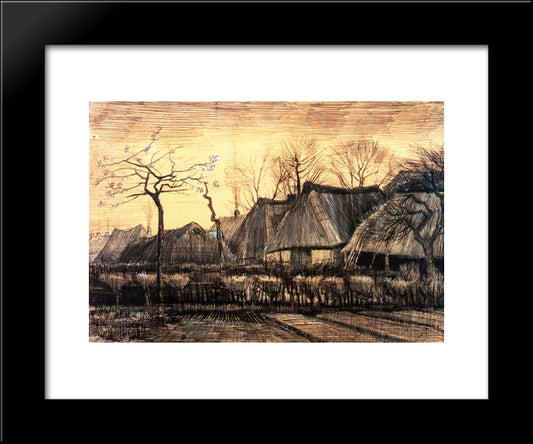 Houses With Thatched Roofs 20x24 Black Modern Wood Framed Art Print Poster by Van Gogh, Vincent